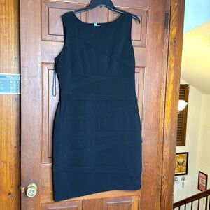 Sleeveless Calvin Klein Black Dress with Asymmetrical Detail size 14